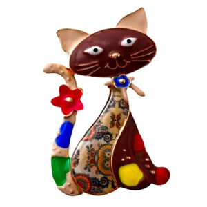 New Colorful Enamel Cat Brooch